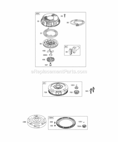 Flywheel Rewind Diagram and Parts List for 284707-1026-E1 Series Briggs and Stratton Engine